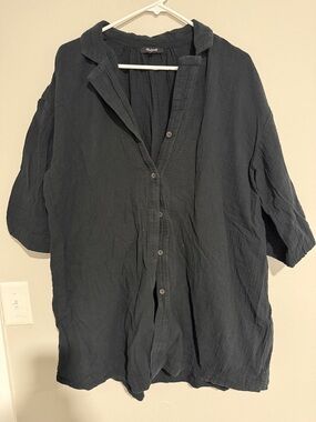 Madewell Black Button-Front Swim Coverup